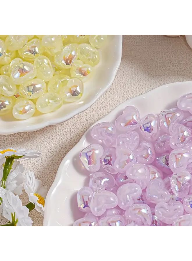 White Heart Shaped Iridescent Misty Dream Beads 30pcs For DIY Jewelry Necklace Earrings Crafts - Image 3